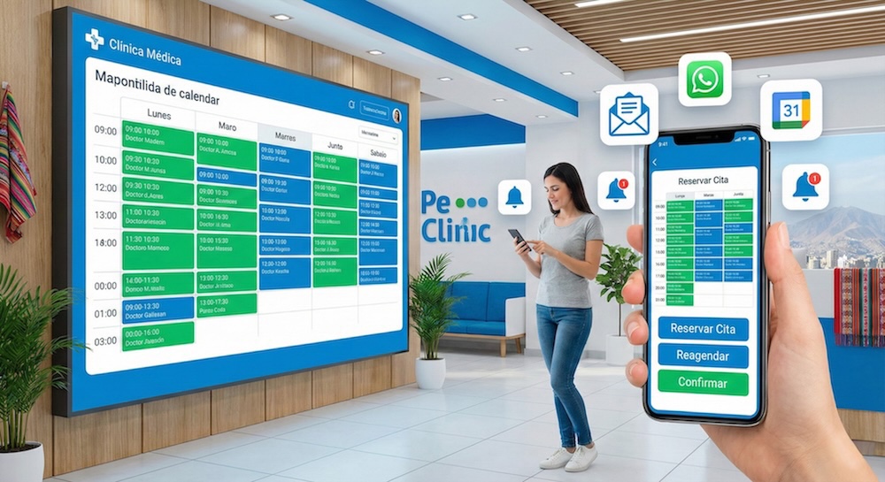 Sistema de citas online para clínicas - calendario digital con agendamiento automático y recordatorios