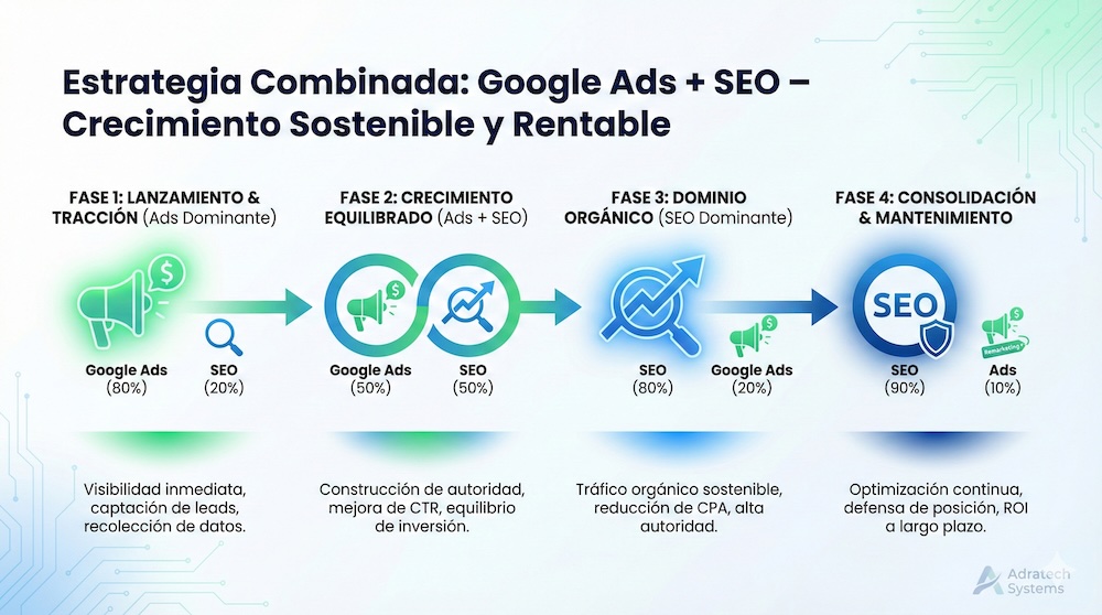 Estrategia combinada Google Ads y SEO para maximizar resultados